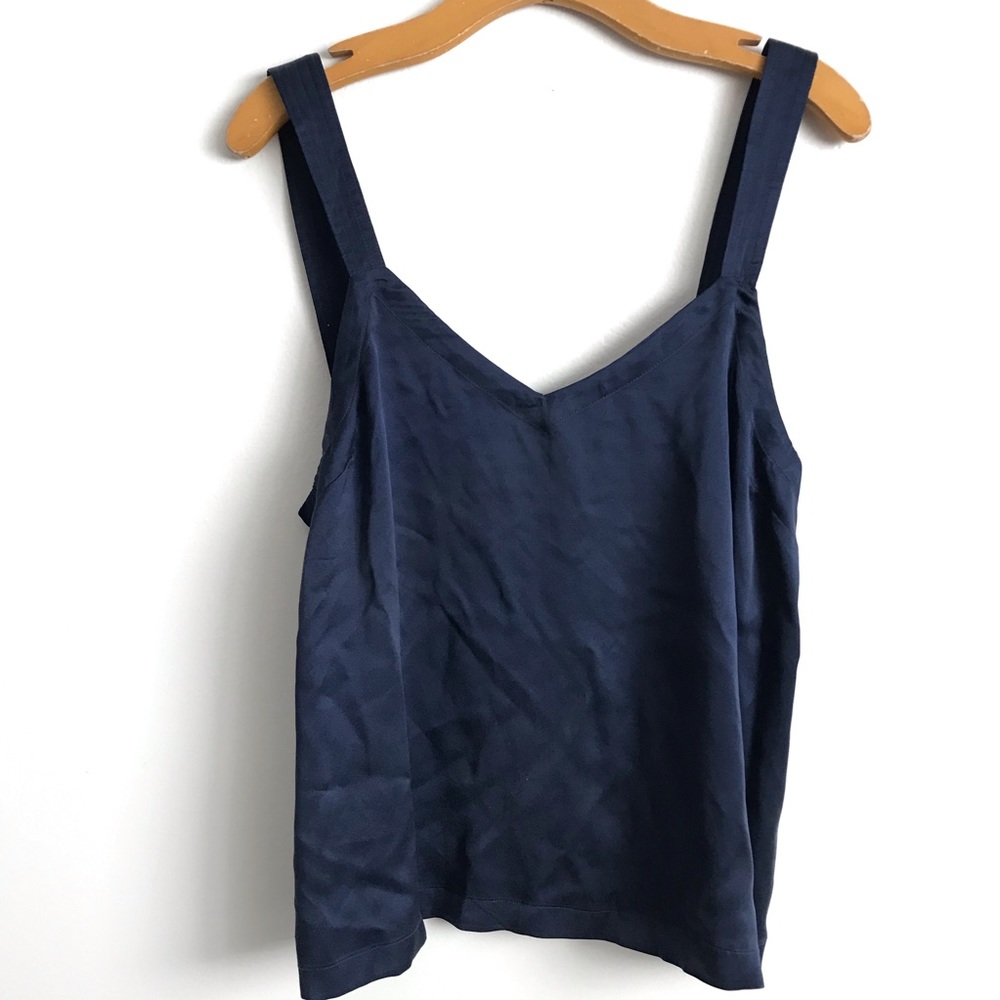 Floreat Silk Camisole Blouse Size Medium Blue Square Neck
